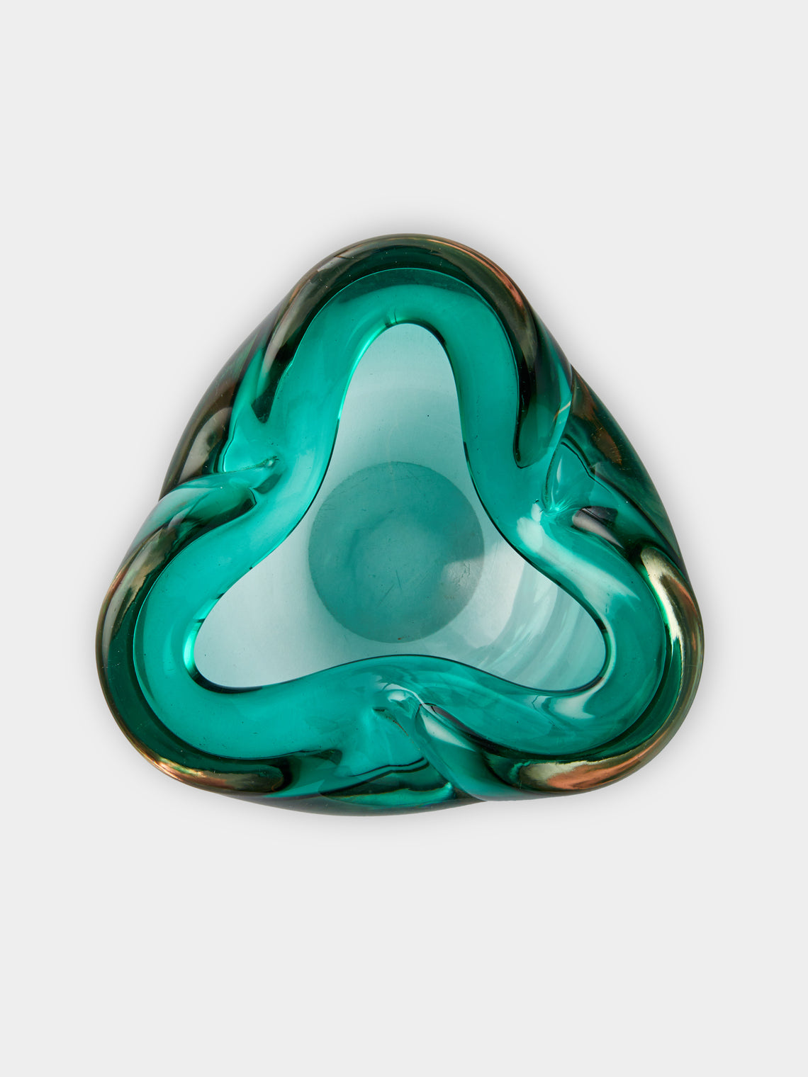 Antique and Vintage - Mid-Century Czech Glass Ashtray - Blue - ABASK