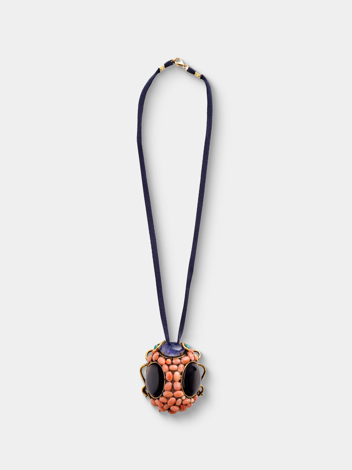 Mahnaz Collection - Vintage Iradj Moini 18-Karat Gold-Plated Brass and Swarovski Crystal Ladybug Brooch Pendant - Pink - ABASK