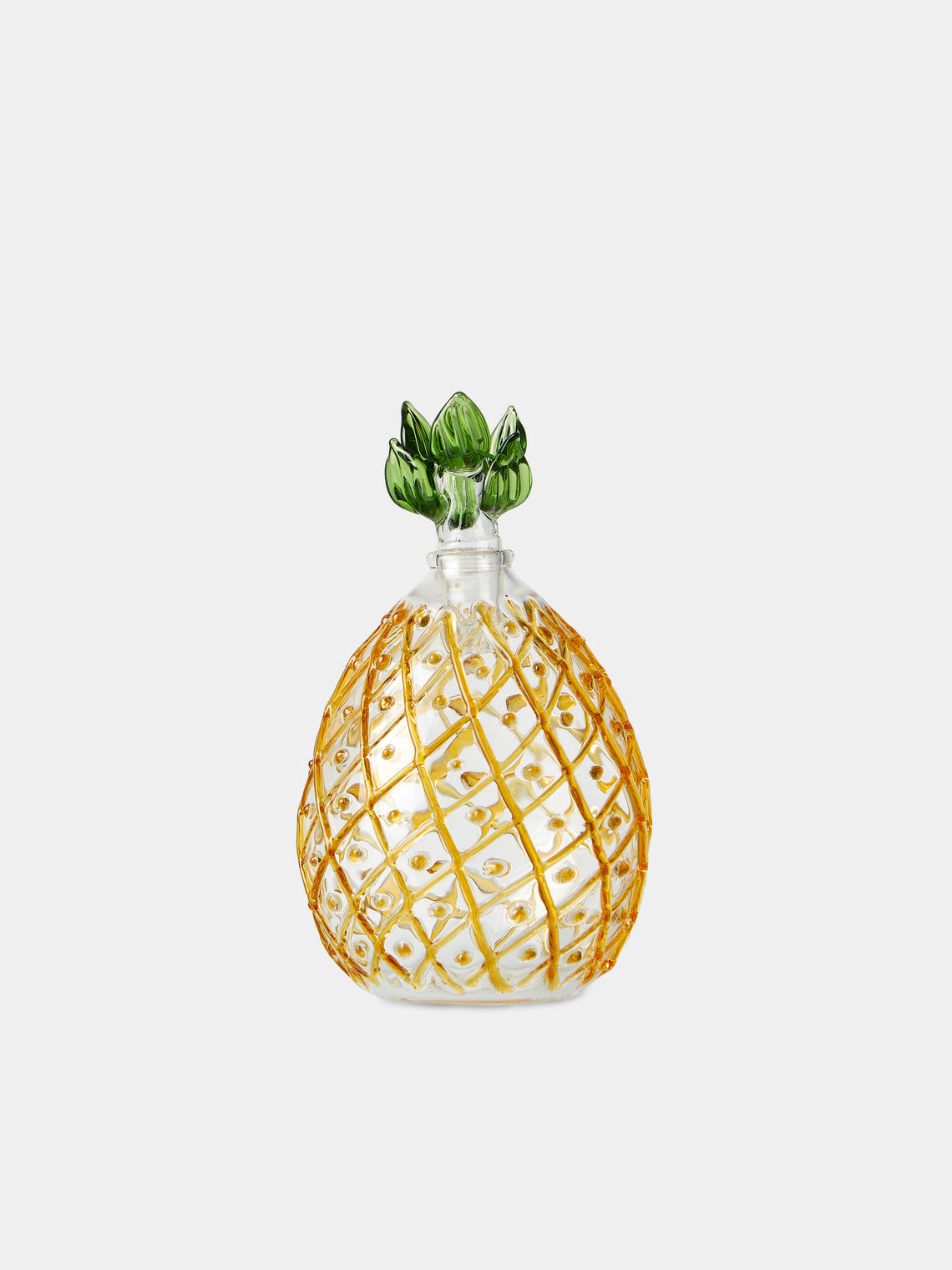 Alya Tannous - Pineapples Hand-Blown Glass Oil and Vinegar Set - Yellow - ABASK