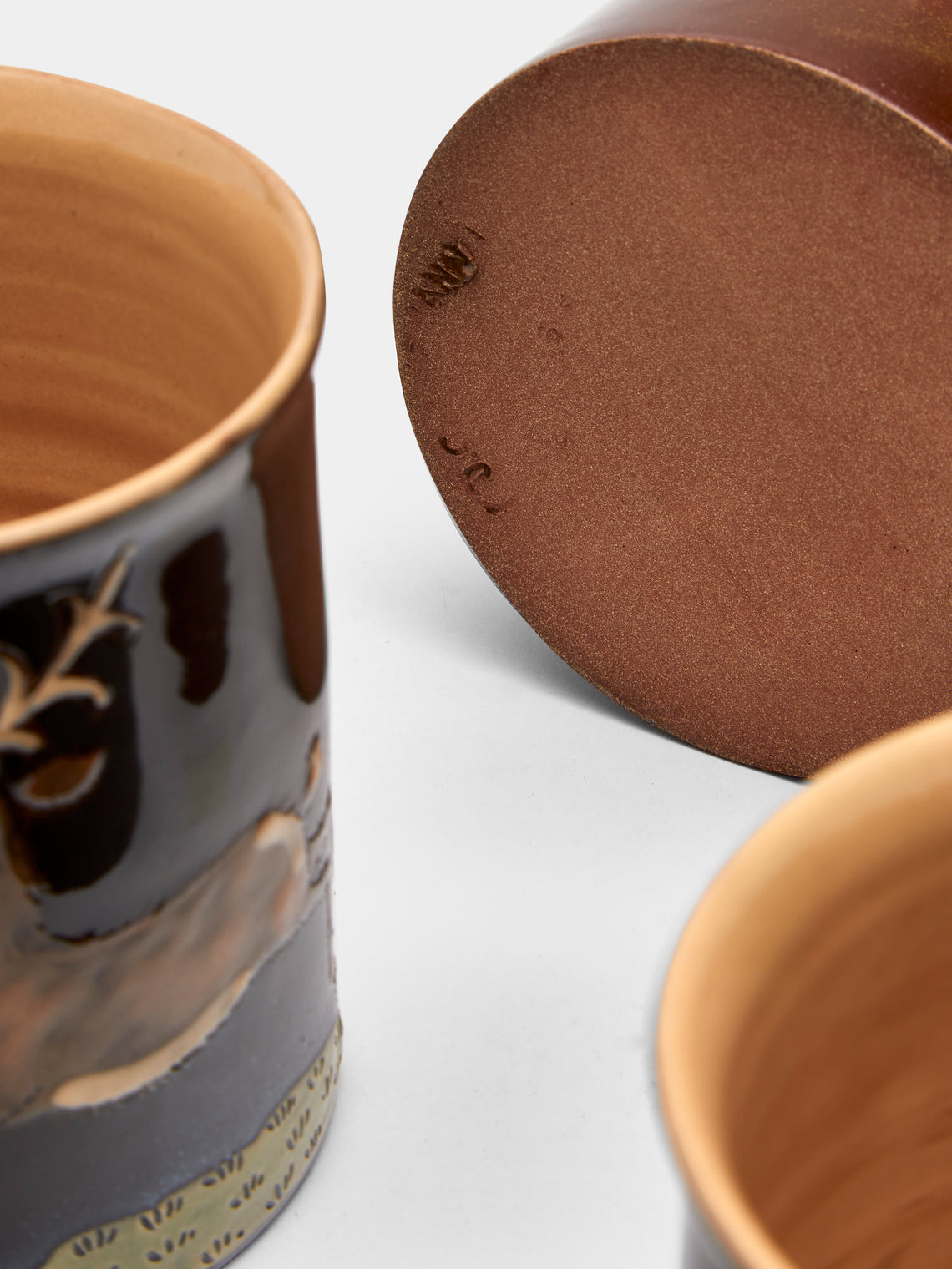 Poterie d’Évires - Safari Hand-Painted Ceramic Mugs (Set of 6) - Light brown - ABASK
