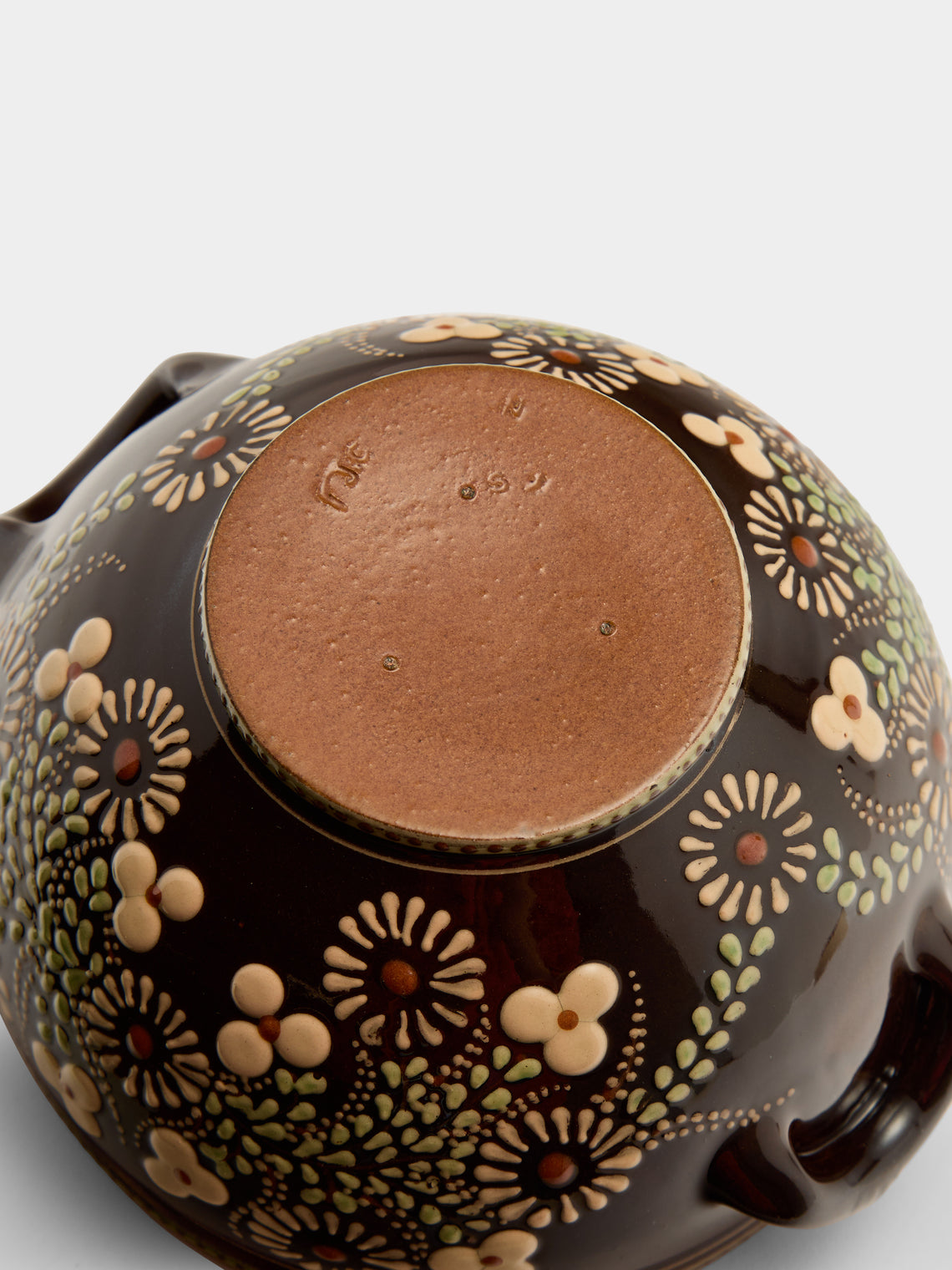 Poterie d’Évires - Flowers Hand-Painted Ceramic Lidded Vegetable Dish - Dark brown - ABASK