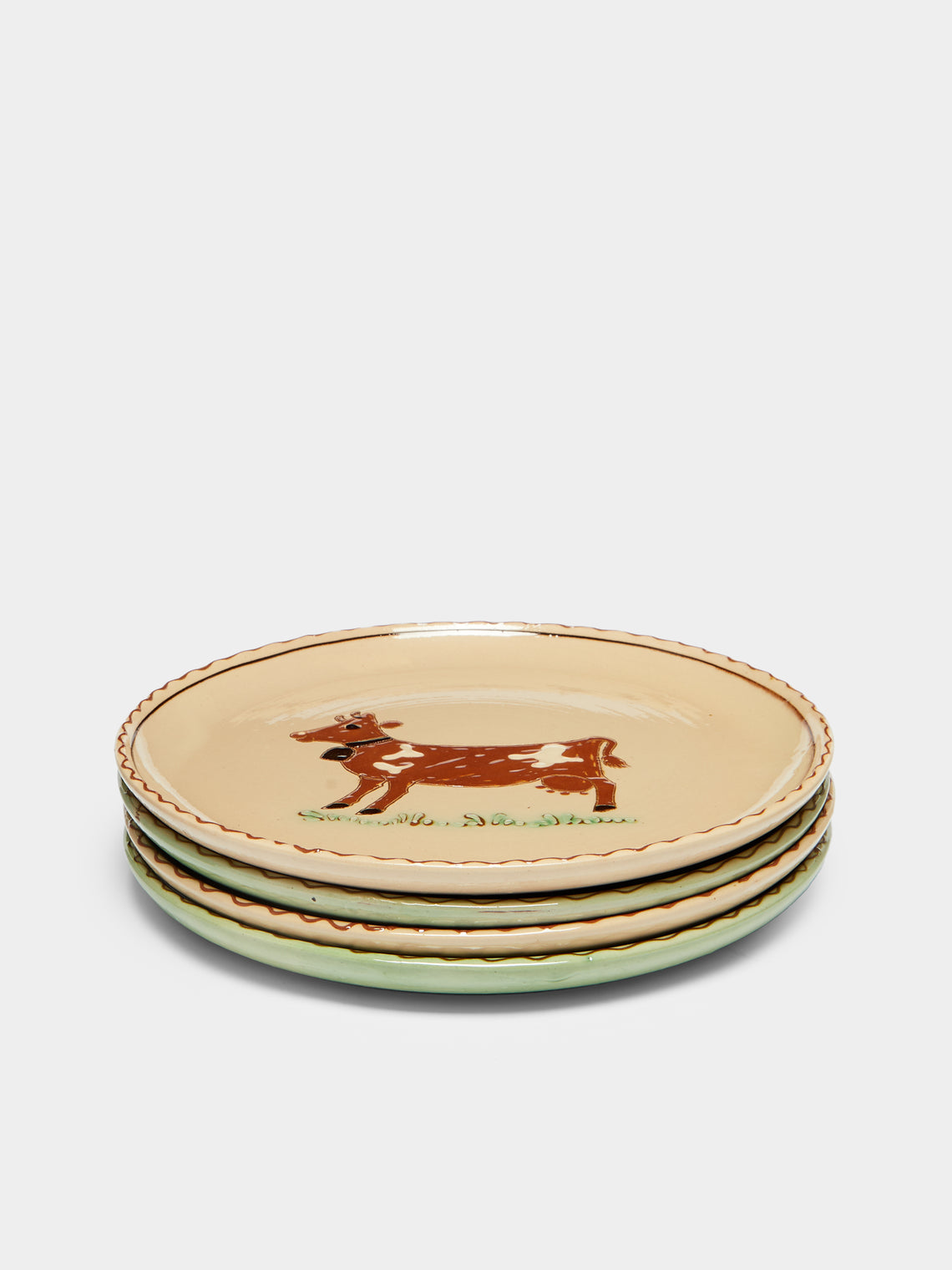 Poterie d’Évires - Cows Hand-Painted Ceramic Dinner Plates (Set of 4) -  - ABASK