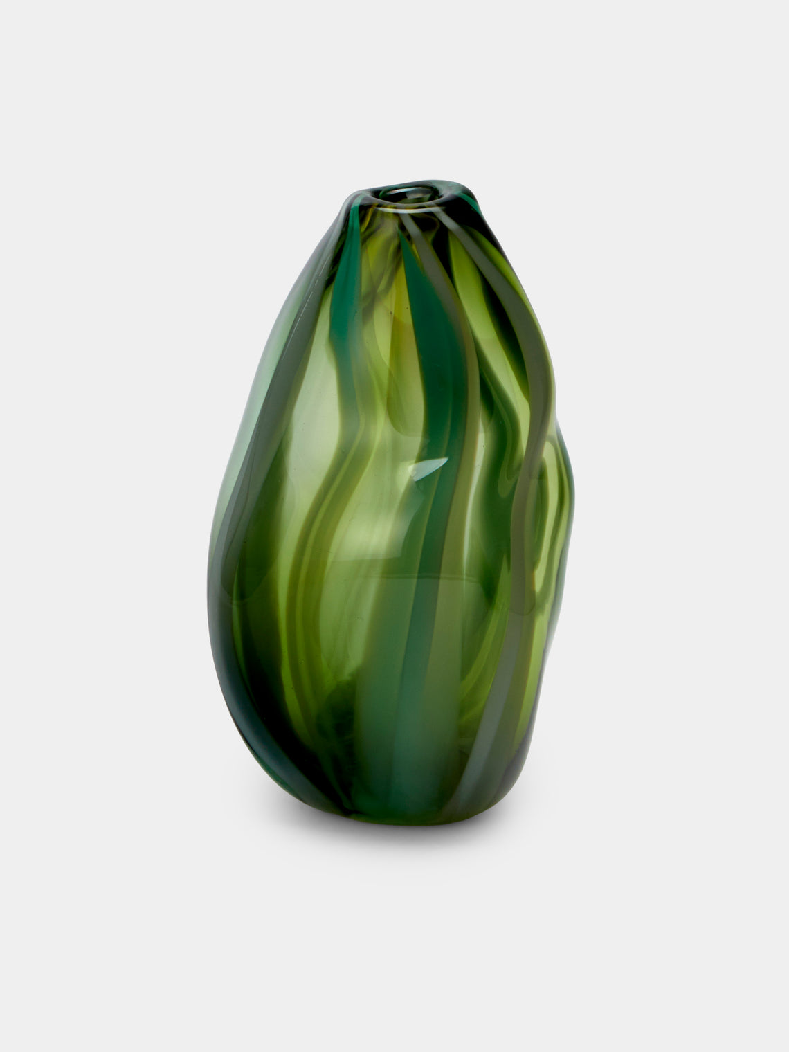 Michele Oberdieck - Olive Pod Hand-Blown Glass Bud Vases – 6in/15cm (Set of 2) - Green - ABASK