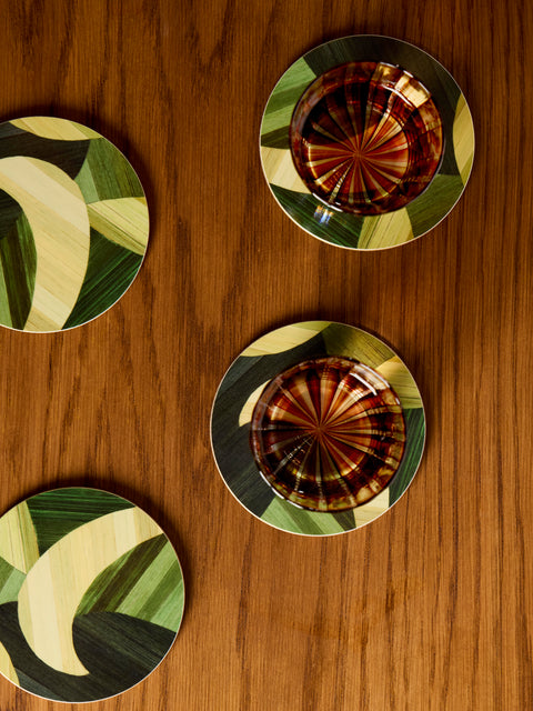 HestiaLiving - Tropique Wood Coasters (Set of 4) - Green - ABASK