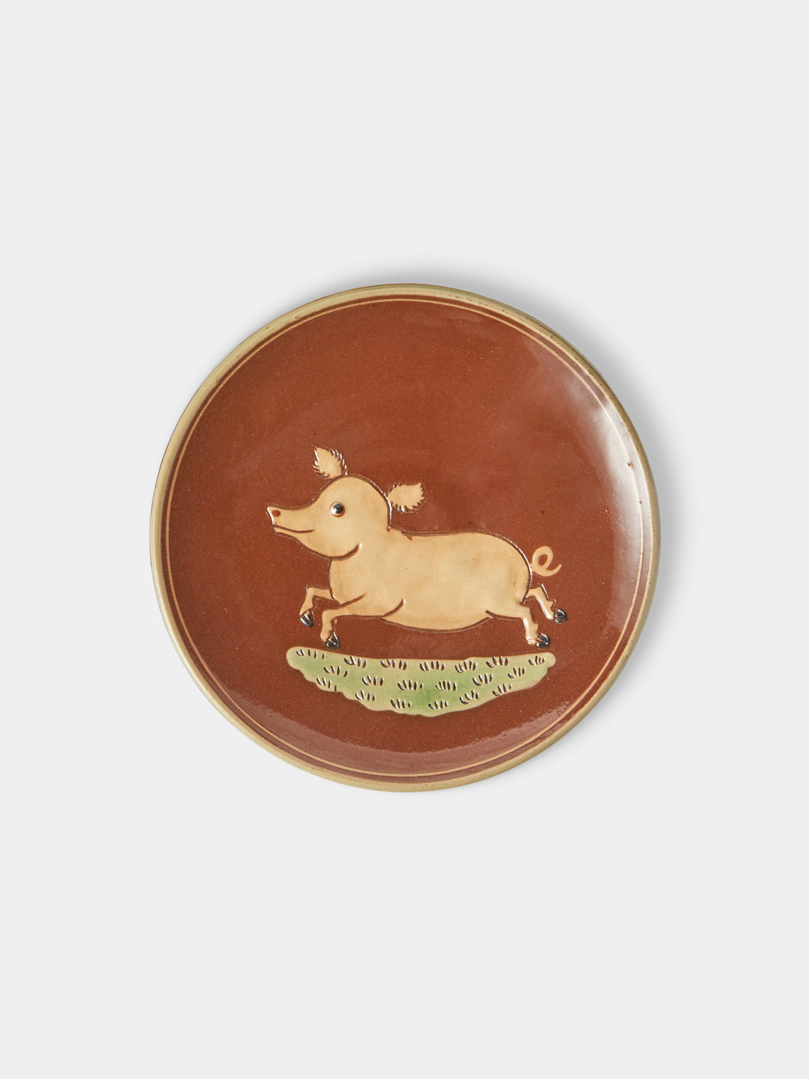 Poterie d’Évires - Animals Hand-Painted Ceramic Plates – 5.5in/14cm (Set of 4) - Light Brown - ABASK