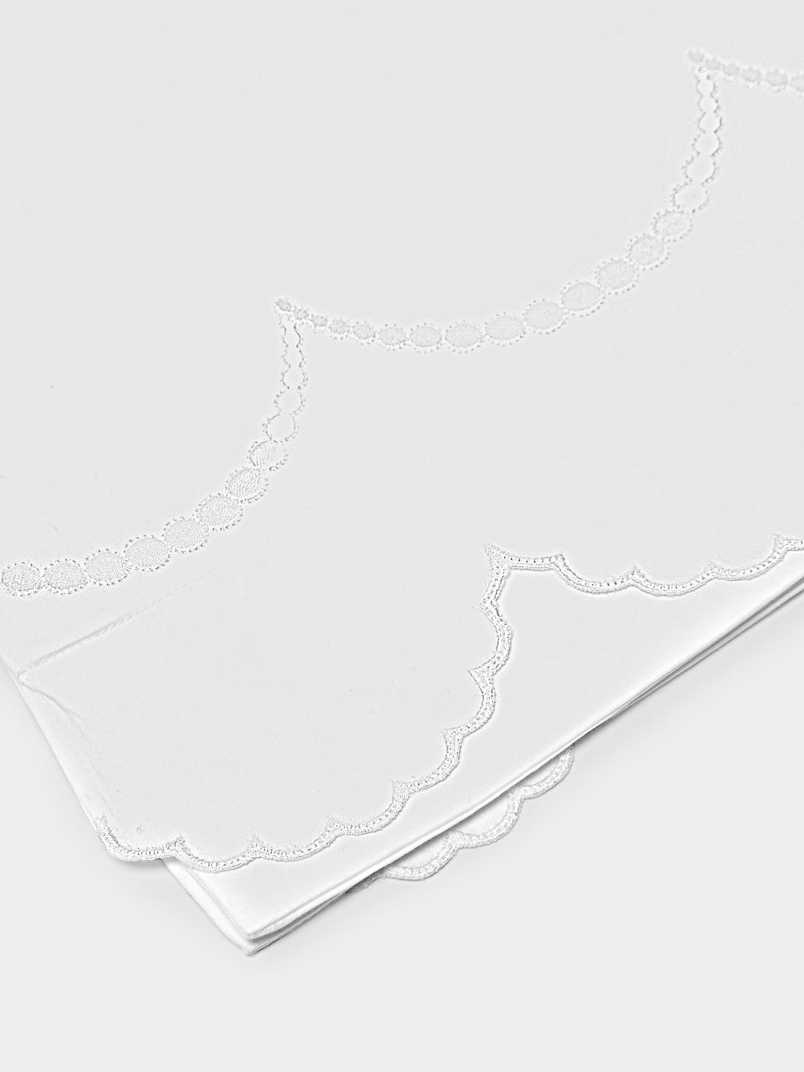 Los Encajeros - Perlas Embroidered Cotton King Pillowcases (Set of 2) - White - ABASK