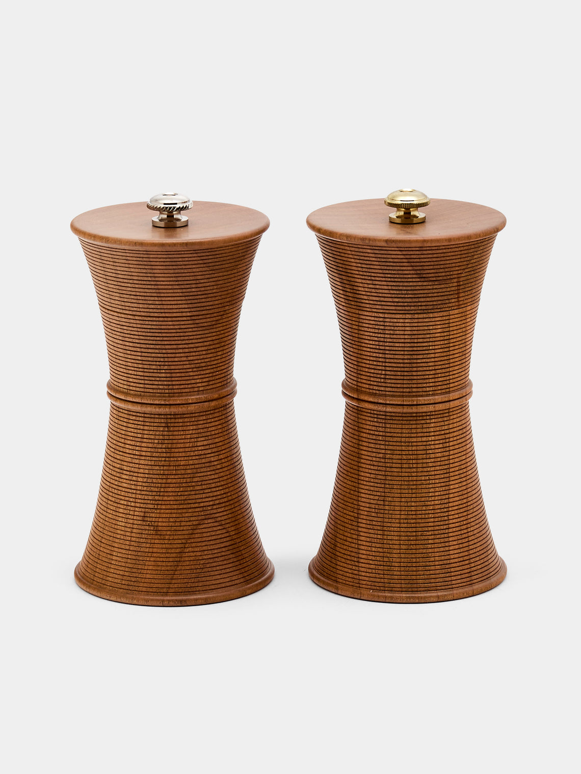 Yamani Woodworks - Hand-Turned Wood Salt and Pepper Mills (Set of 2) - Brown - ABASK - 
