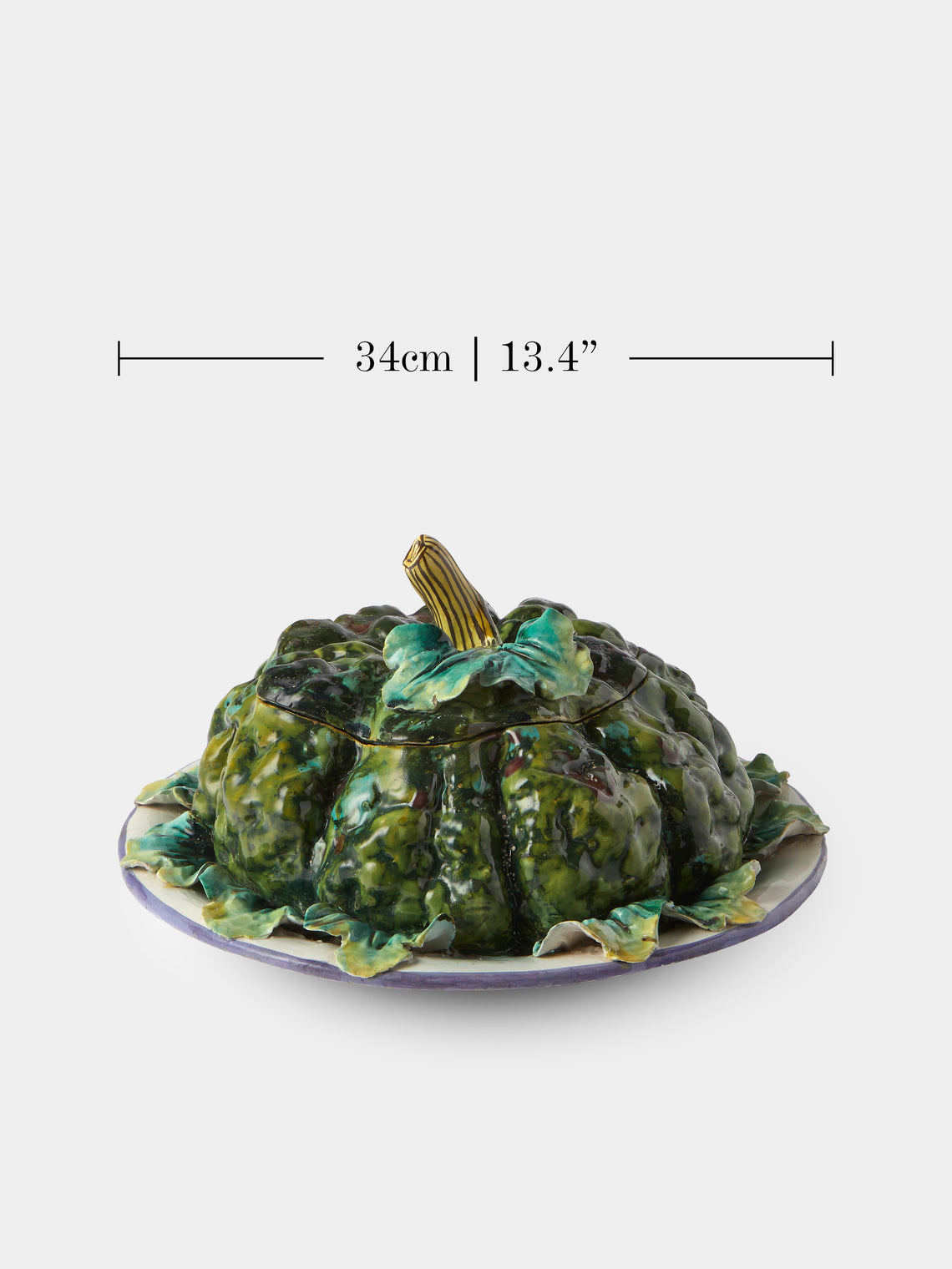 Antique and Vintage - 1940s Ginori 1735 Majolica Ceramic Squash Serving Tureen - Green - ABASK