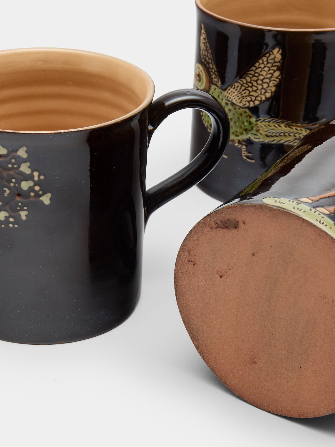Poterie d’Évires - Safari Hand-Painted Ceramic Mugs (Set of 6) - Dark brown - ABASK