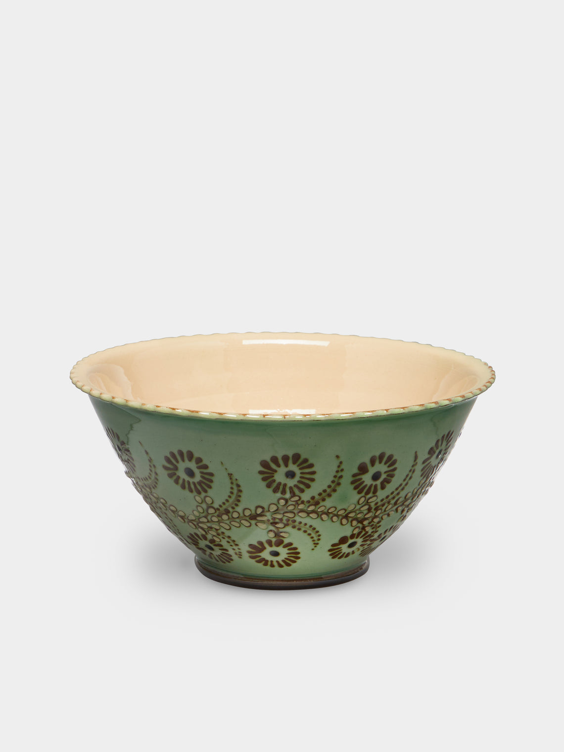 Poterie d’Évires - Flowers Hand-Painted Ceramic Fluted Bowl -  - ABASK - 