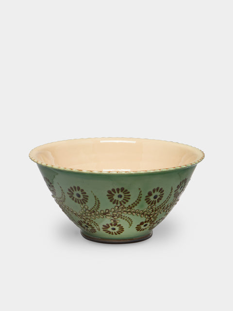 Poterie d’Évires - Flowers Hand-Painted Ceramic Fluted Bowl -  - ABASK - 