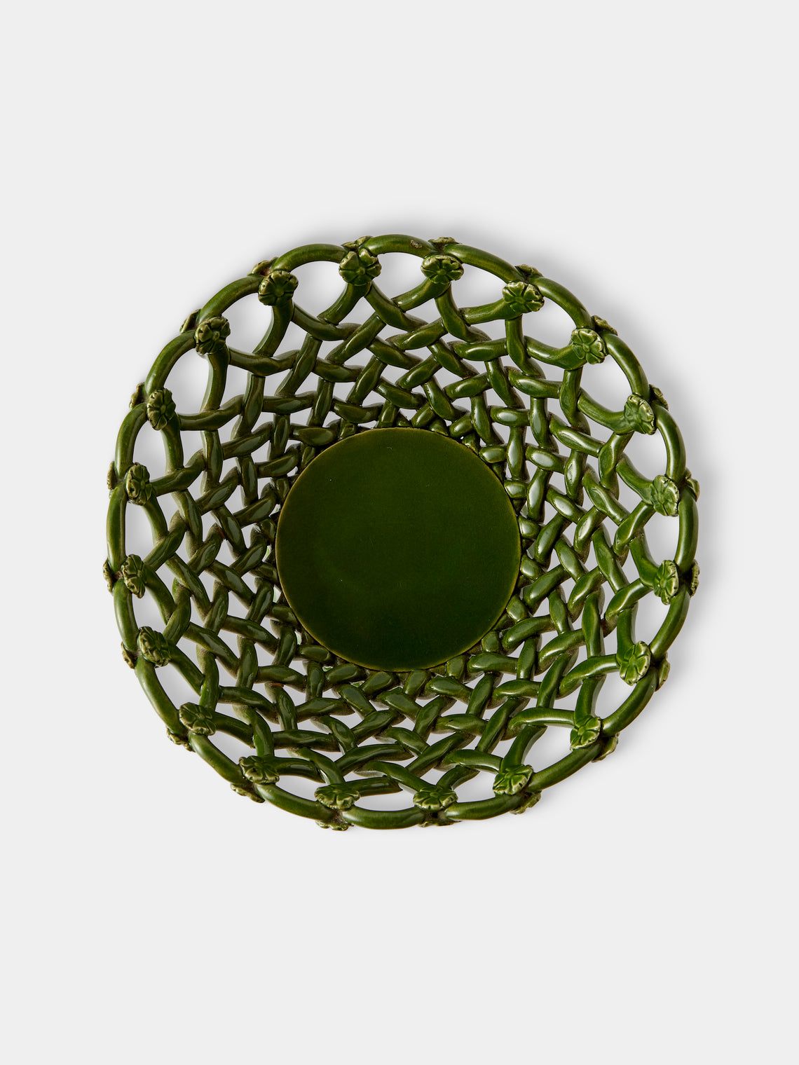 Antique and Vintage - 1930s Maison Pichon Uzès Ceramic Footed Bowl - Green - ABASK
