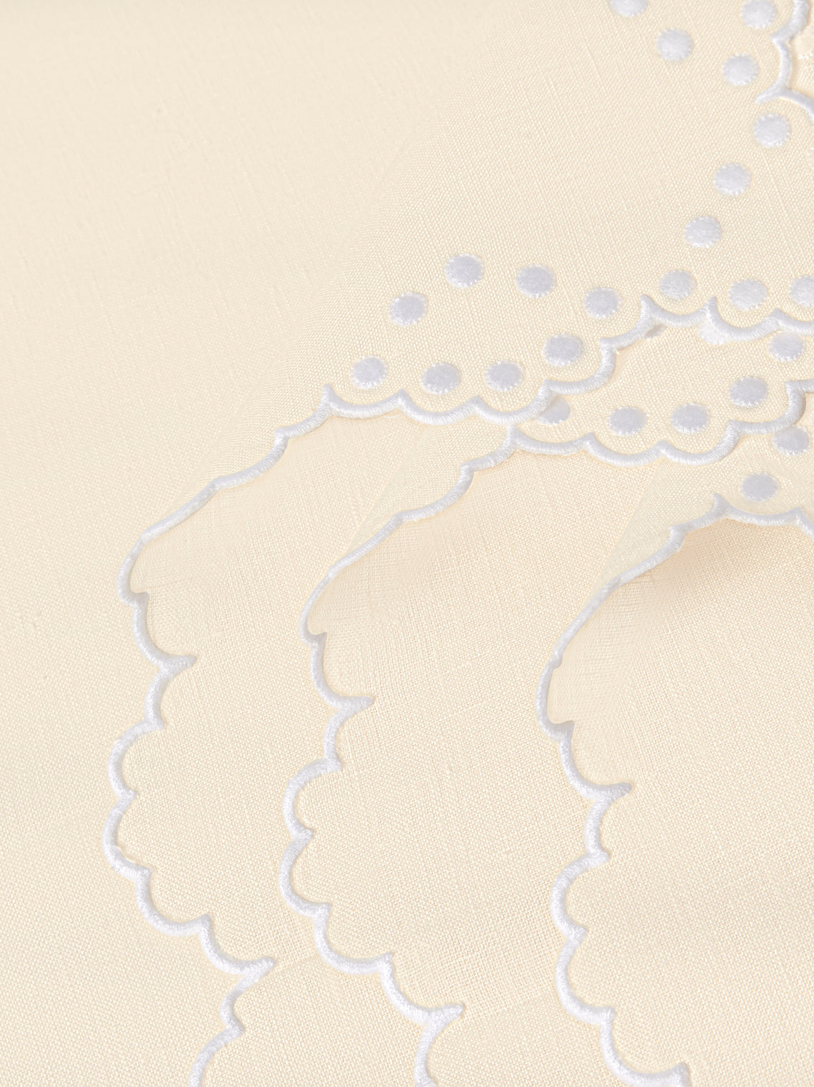 Los Encajeros - Bodoques Embroidered Linen Napkins (Set of 4) - Ivory - ABASK