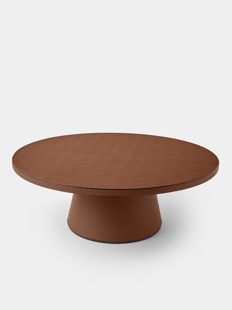 Giobagnara - Jupiter Leather Rotating Raised Tray (20in/50.5cm) - Brown - ABASK - 