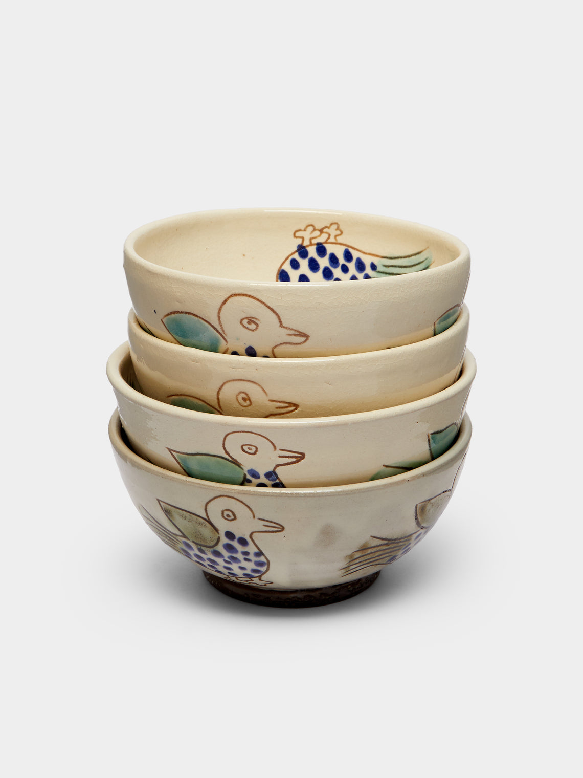 Anut - Hand-Painted Bird Cereal Bowls (Set of 4) -  - ABASK