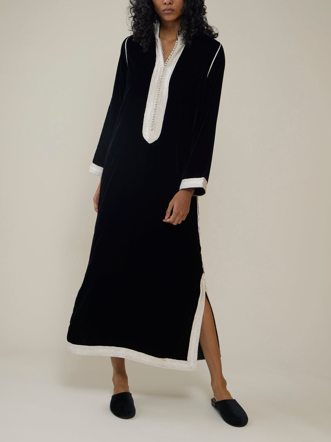 Muzungu Sisters - Alia Hand-Embroidered Velvet Dress | Size: S - Black - ABASK