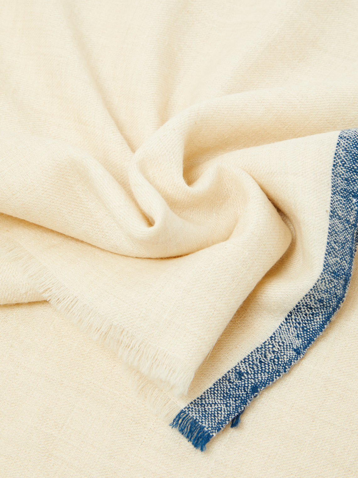 Me & K - Cashmere Border-Stripe Scarf - Ivory - ABASK