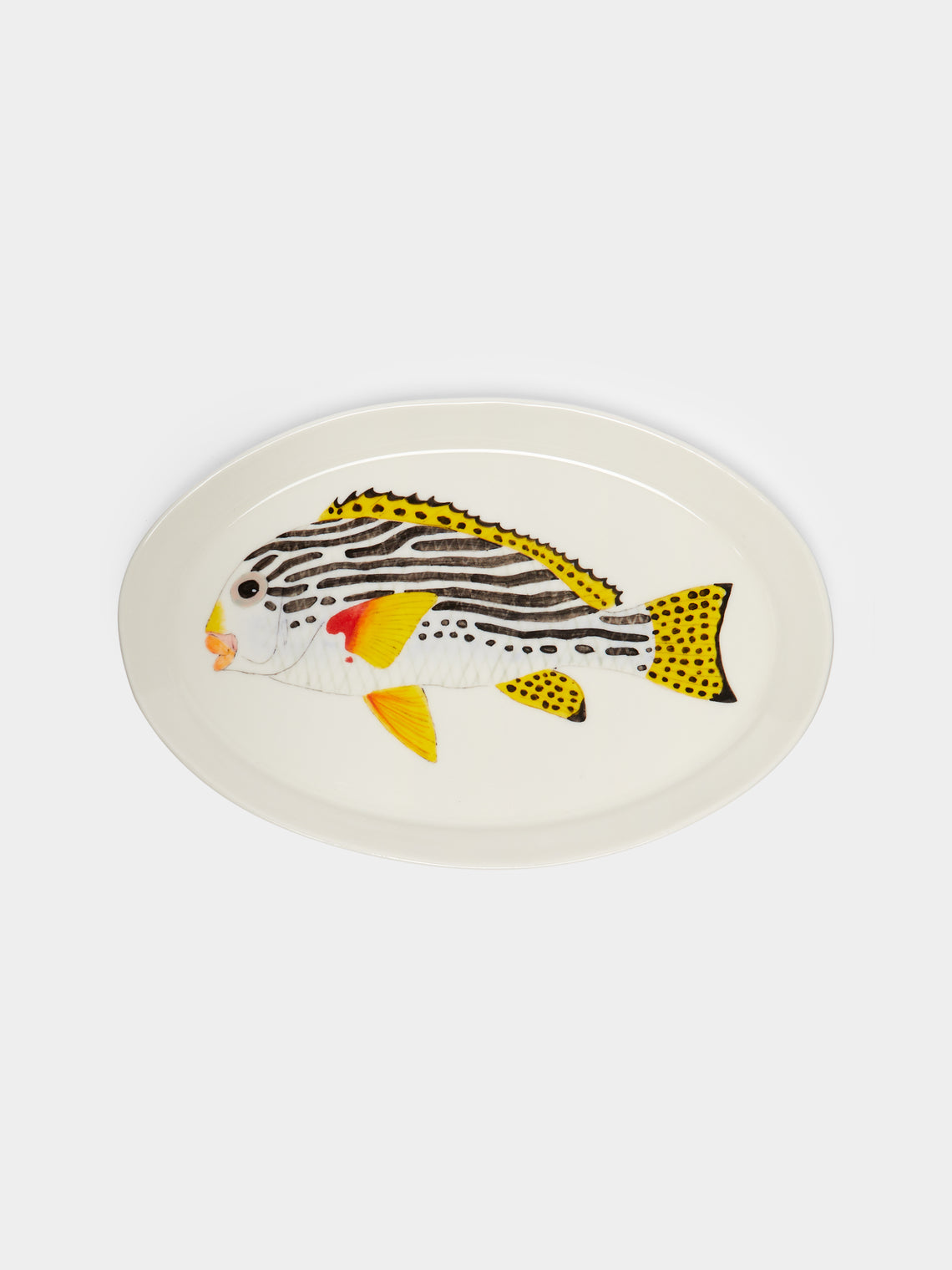 Casa Adams - Diagonal-Banded Sweetlips Hand-Painted Porcelain Serving Platter -  - ABASK - 