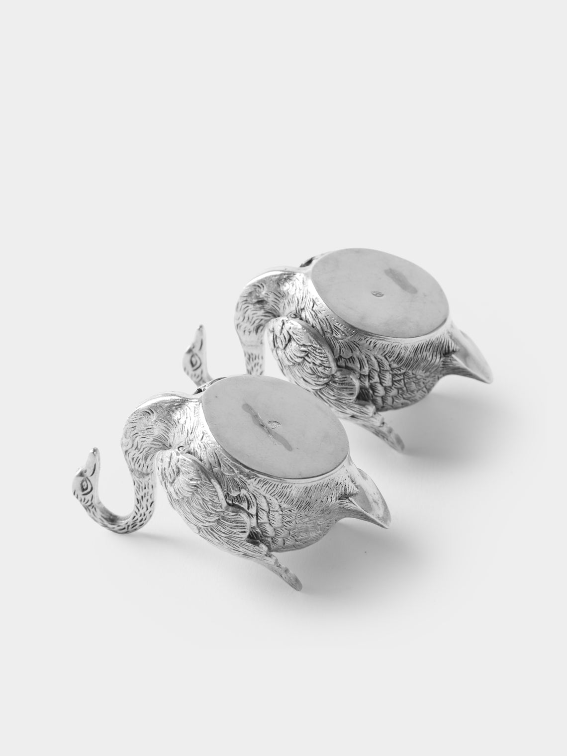 Antique and Vintage - 1925 Swans Solid Silver Salt and Pepper Shakers (Set of 2) - Silver - ABASK