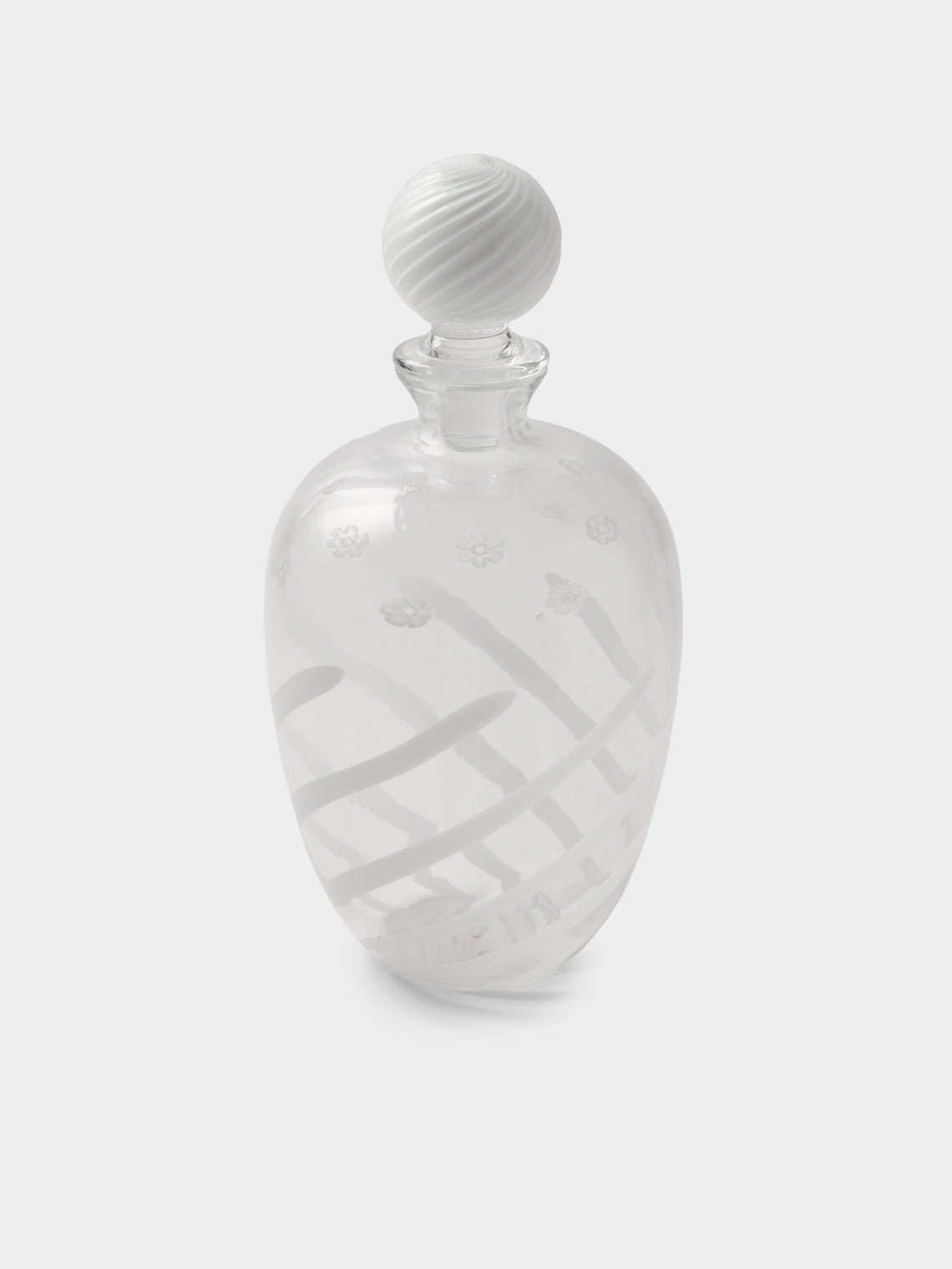 Antique and Vintage - 1980s Glass Striped Decanter - Clear - ABASK - 