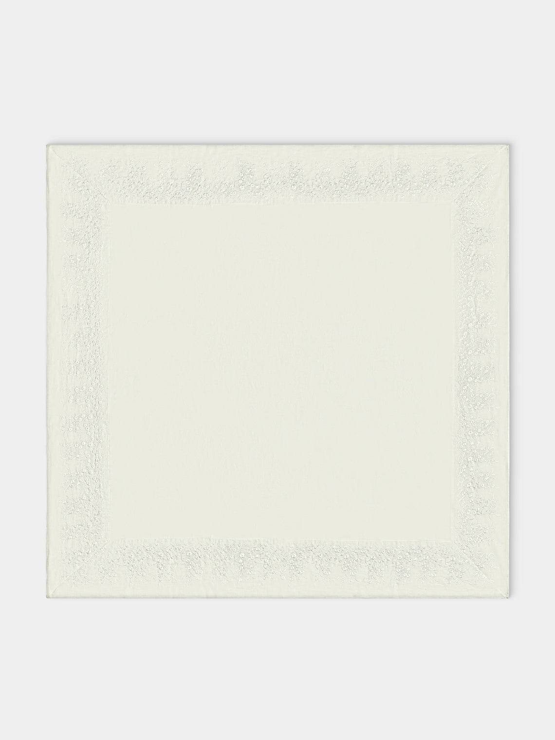 Borgo delle Tovaglie - Venaria Embroidered Linen Large Square Tablecloth - Ivory - ABASK