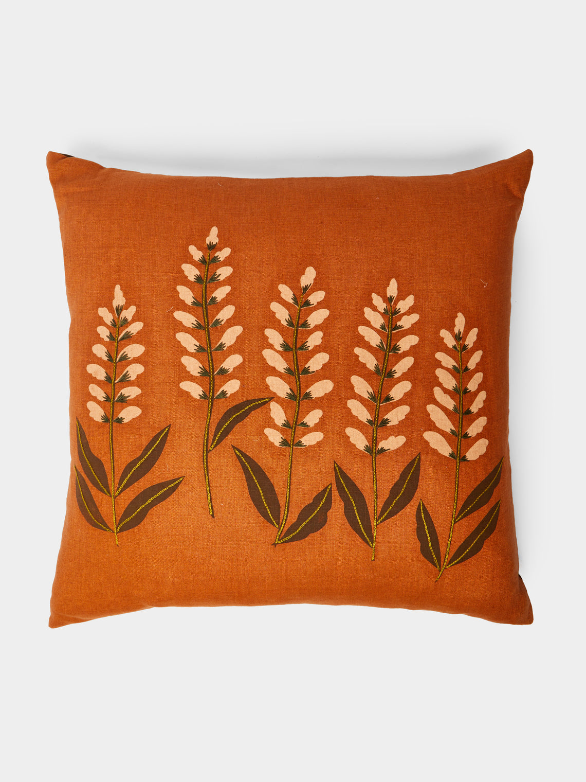Rosemary Milner - Floral Hand-Embroidered Cotton Cushion -  - ABASK - 
