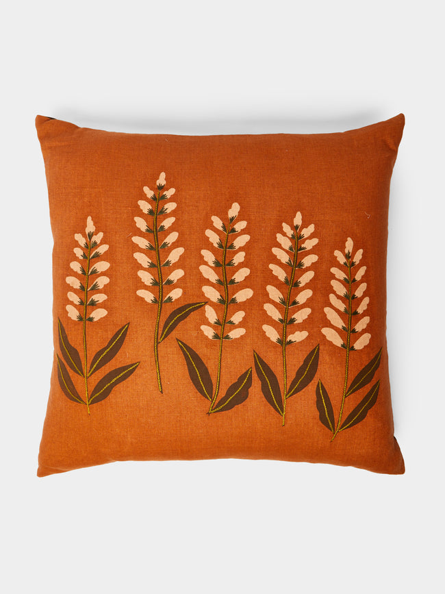 Rosemary Milner - Floral Hand-Embroidered Cotton Cushion -  - ABASK - 