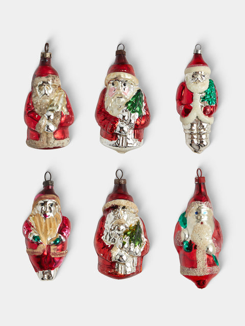 Antique and Vintage - Early-20th-Century Father Christmas Glass Baubles (Set of 6) - Red - ABASK - 