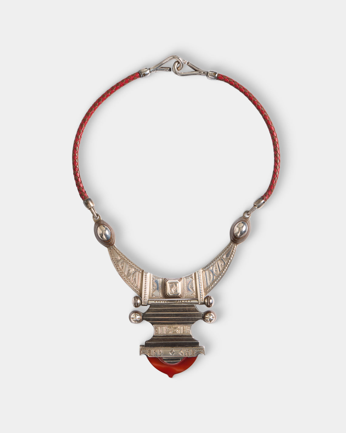 Mahnaz Collection - Women's Vintage Charlene Reano Double-Sided Mosaic Inlay Shell Necklace - Silver - ABASK - 