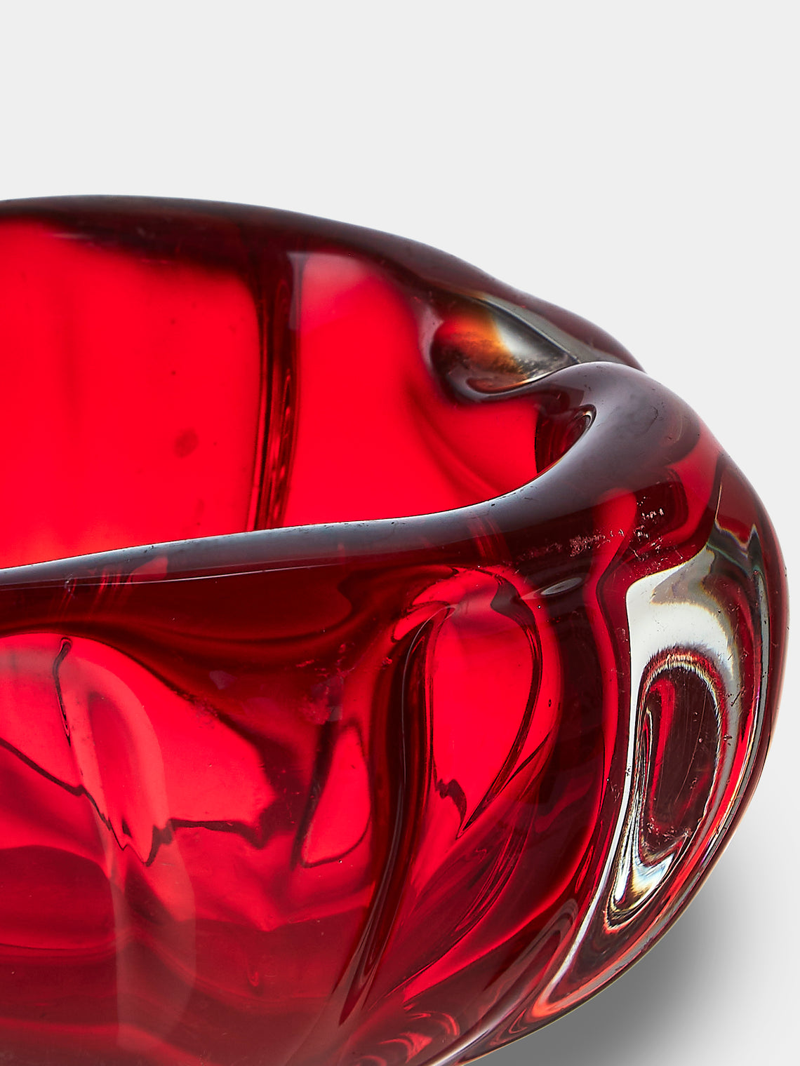 Antique and Vintage - Mid-Century Glass Ashtray - Red - ABASK