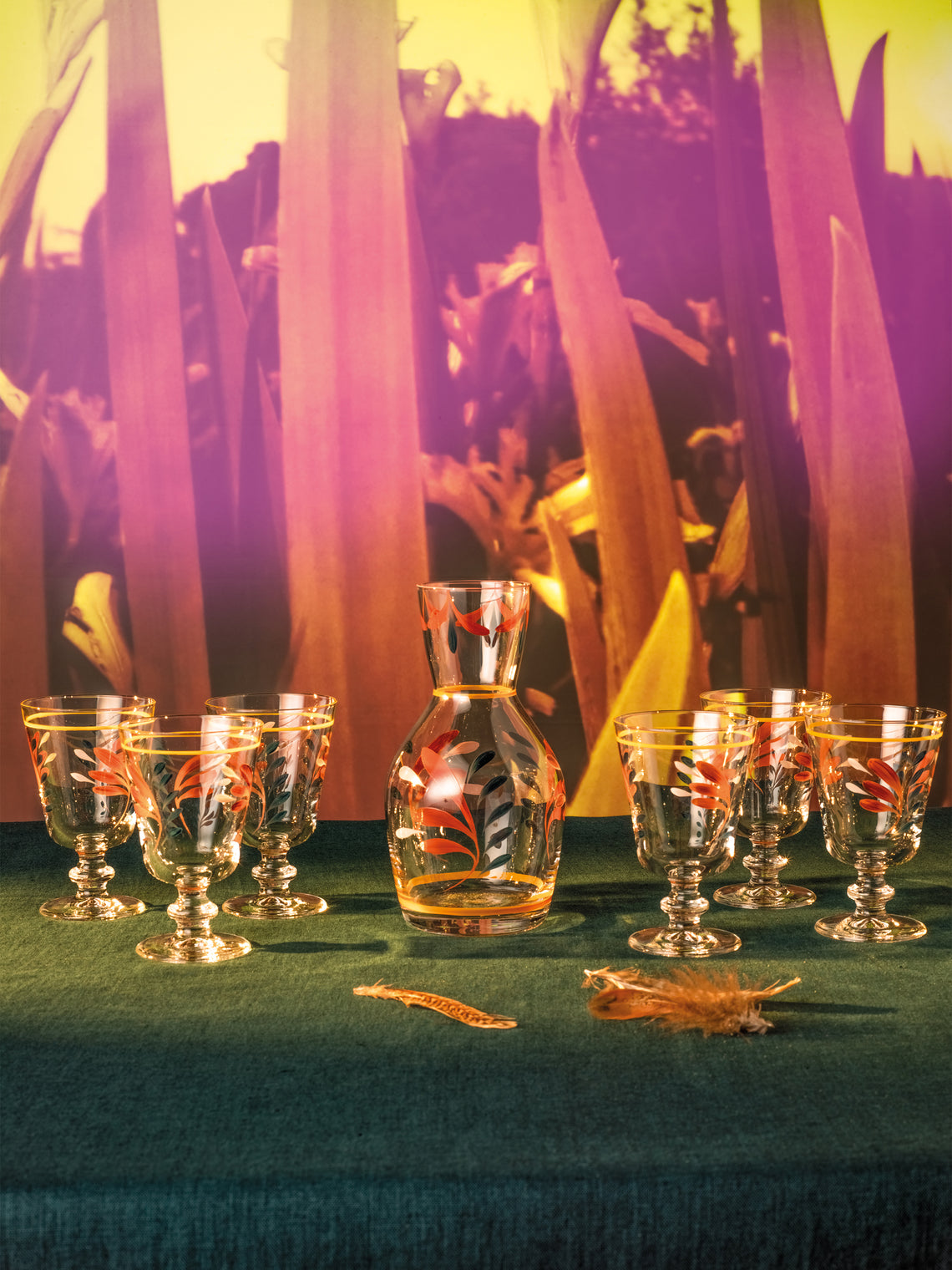 Los Vasos de Agua Clara - Tirol Hand-Painted Stemmed Glasses (Set of 6) -  - ABASK