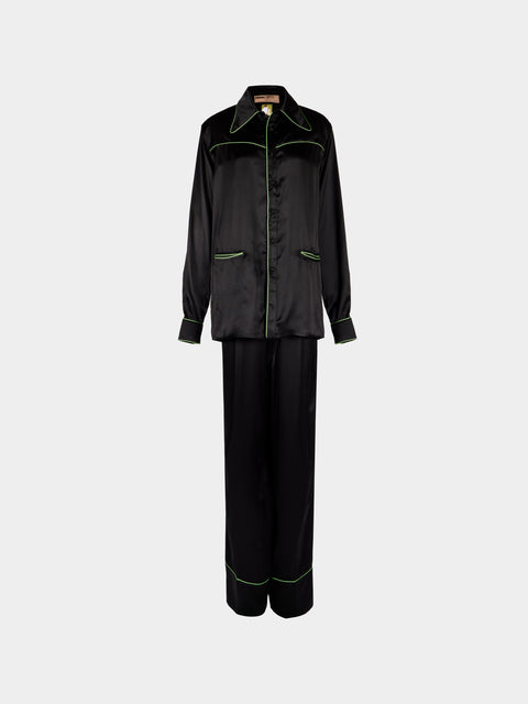 Dorso - Bandana Silk Pajama Set | Size: S - Black - ABASK - 