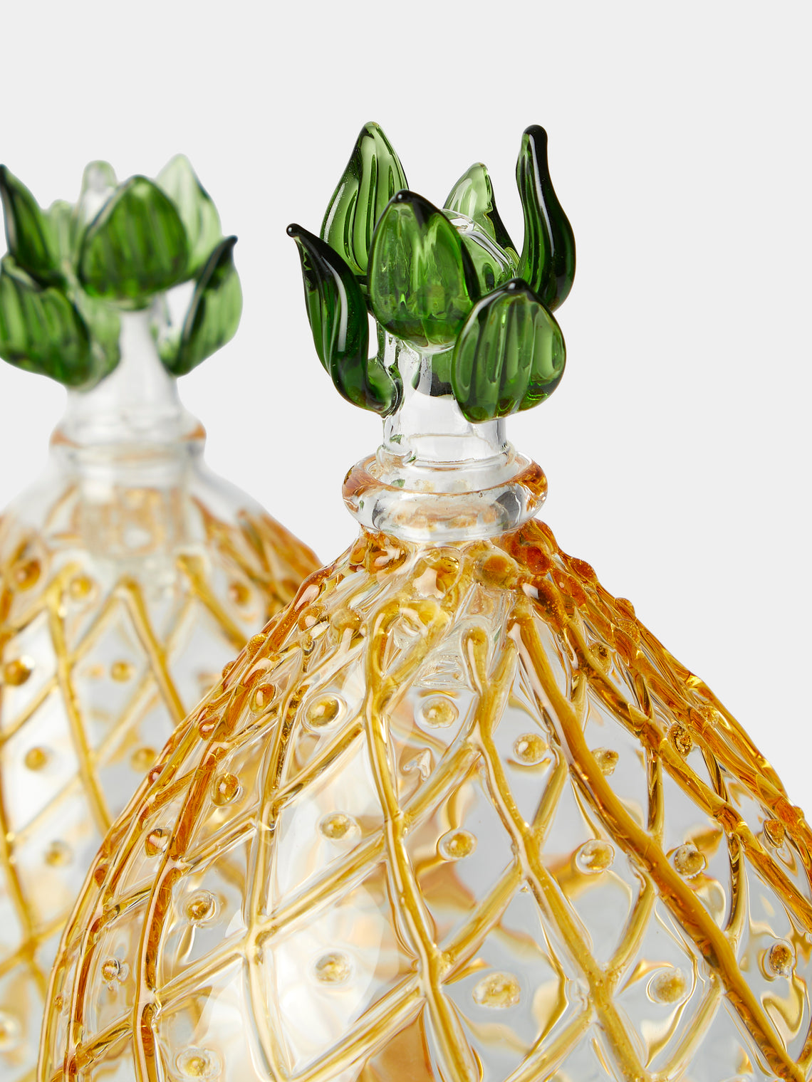 Alya Tannous - Pineapples Hand-Blown Glass Oil and Vinegar Set - Yellow - ABASK