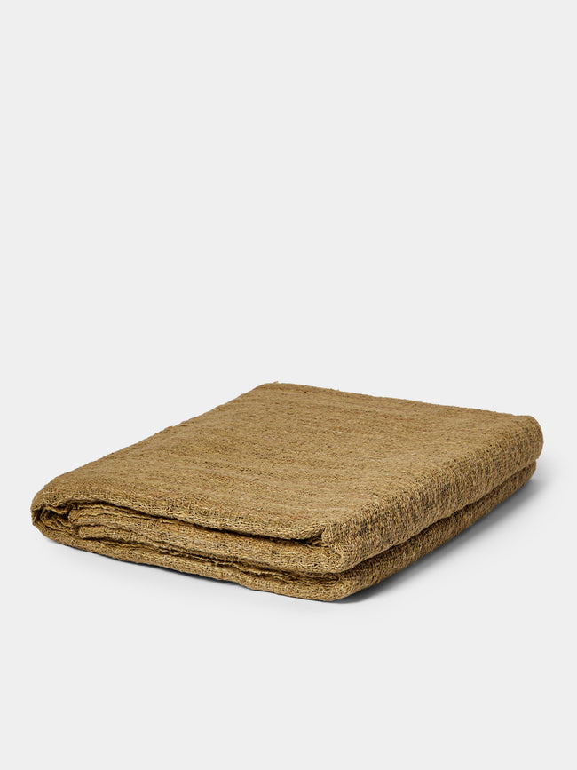Valentina Hoyos - Hand-Dyed Patchwork Cotton Bedspread (110in/2.8m) - Brown - ABASK