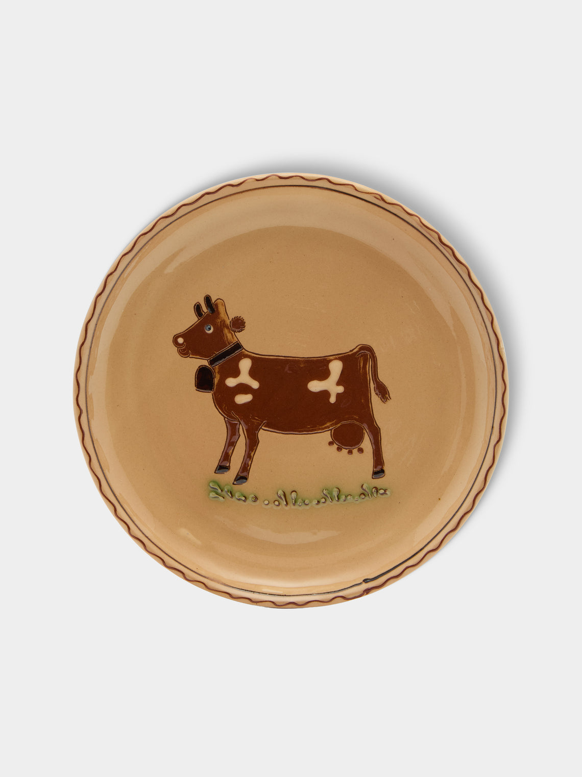 Poterie d’Évires - Cows Hand-Painted Ceramic Large Lidded Butter Dish - Cream - ABASK
