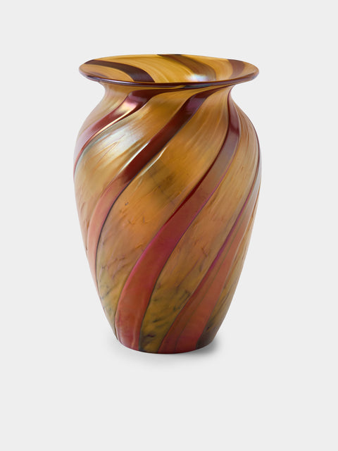 Antique and Vintage - 1950s Murano Glass Vase (9in/23cm) - Gold - ABASK - 