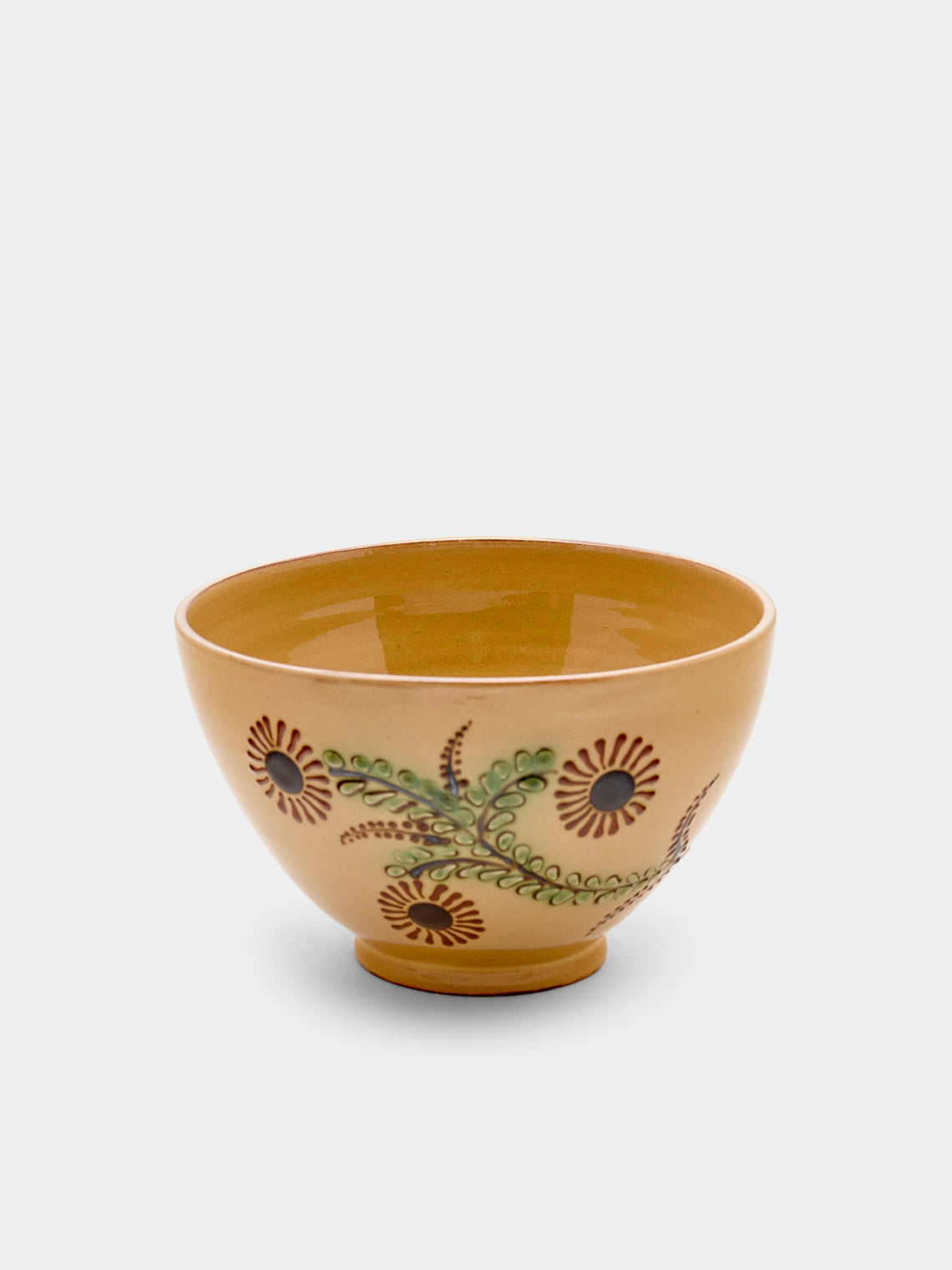 Poterie d’Évires - Flowers and Birds Hand-Painted Ceramic Bowls (Set of 6) - Cream - ABASK