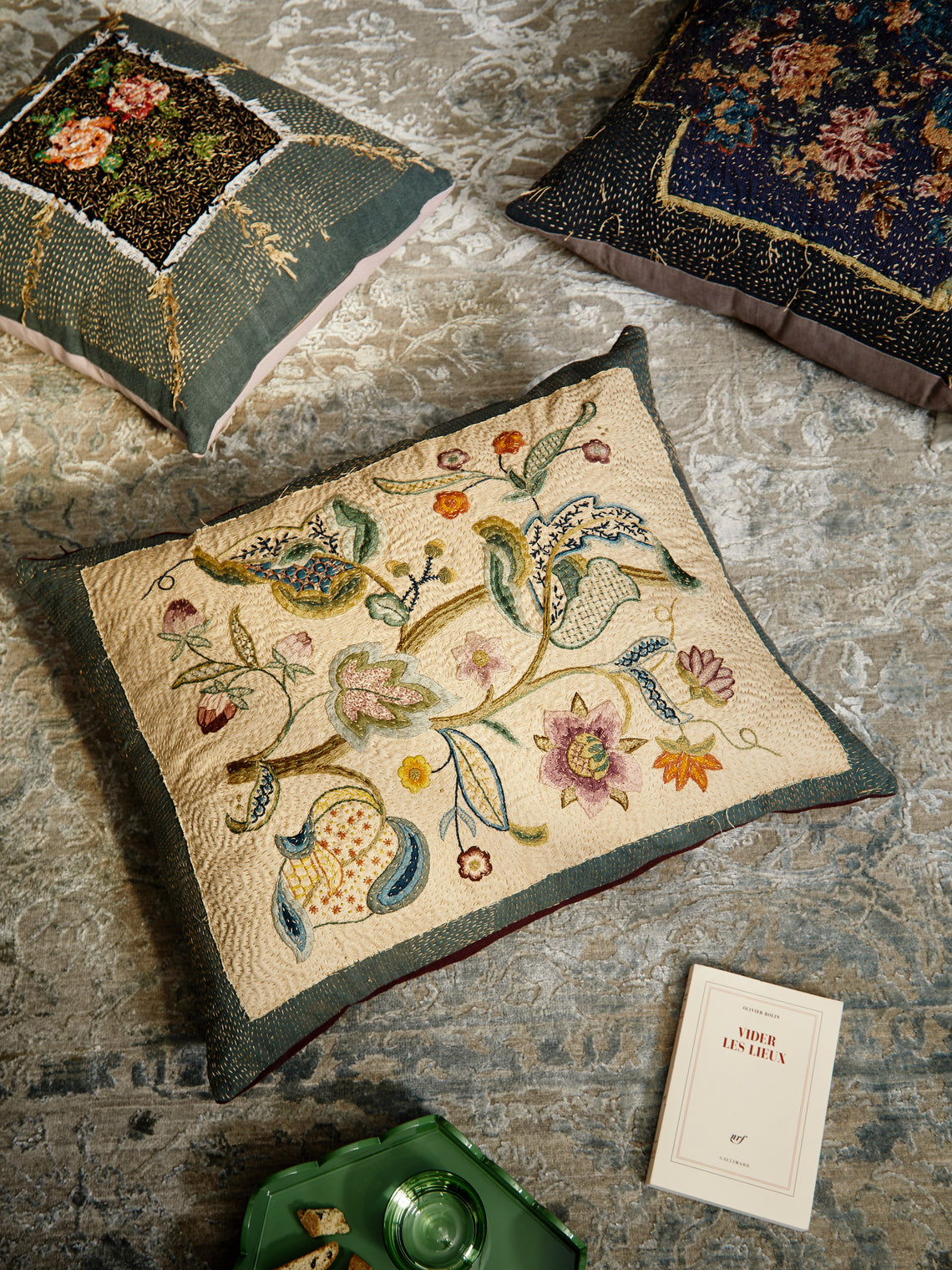 By Walid - 19th-Century Tree of Life Needlepoint Wool Cushion -  - ABASK