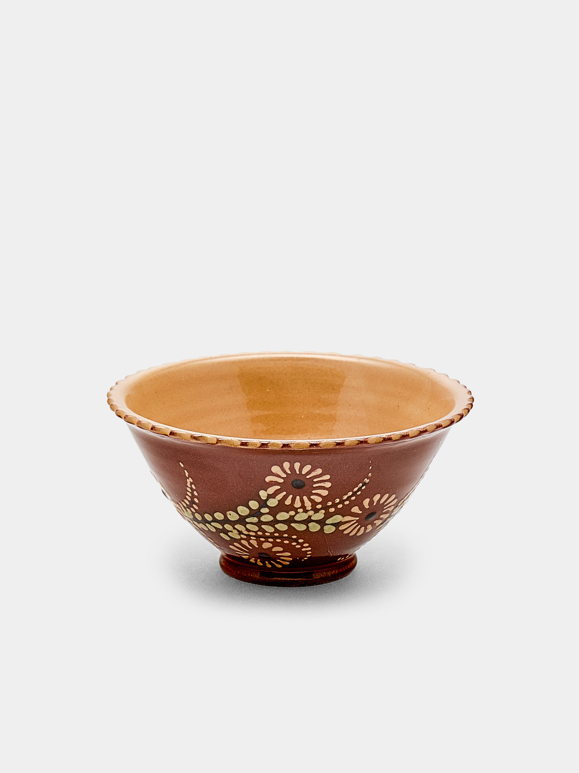 Poterie d’Évires - Flowers Hand-Painted Ceramic Small Fluted Bowls (Set of 8) - Light brown - ABASK