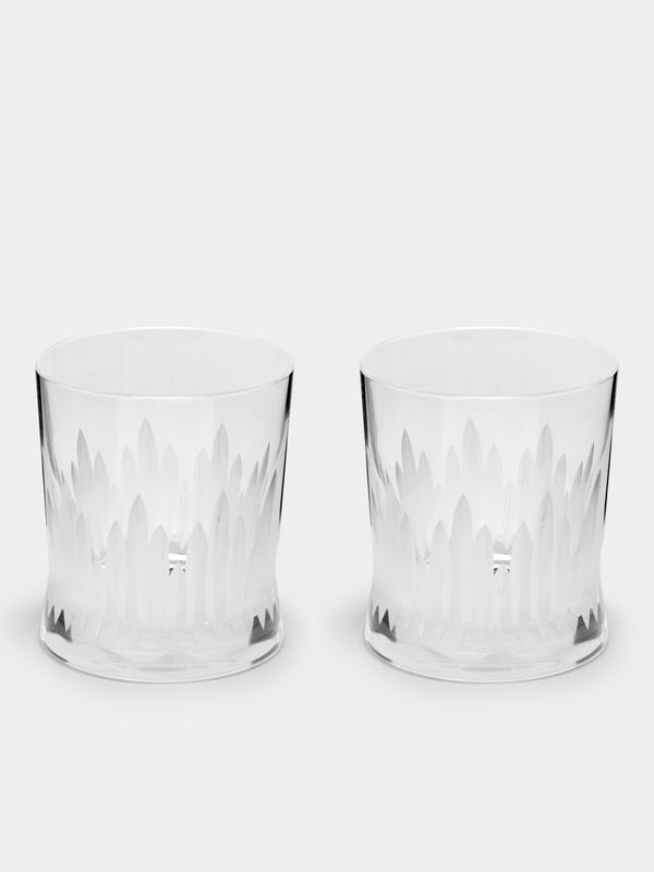 J. Hill's Standard - Martino Gamper Furrow Cut Crystal Whiskey Glass (Set of 2) - Clear - ABASK 