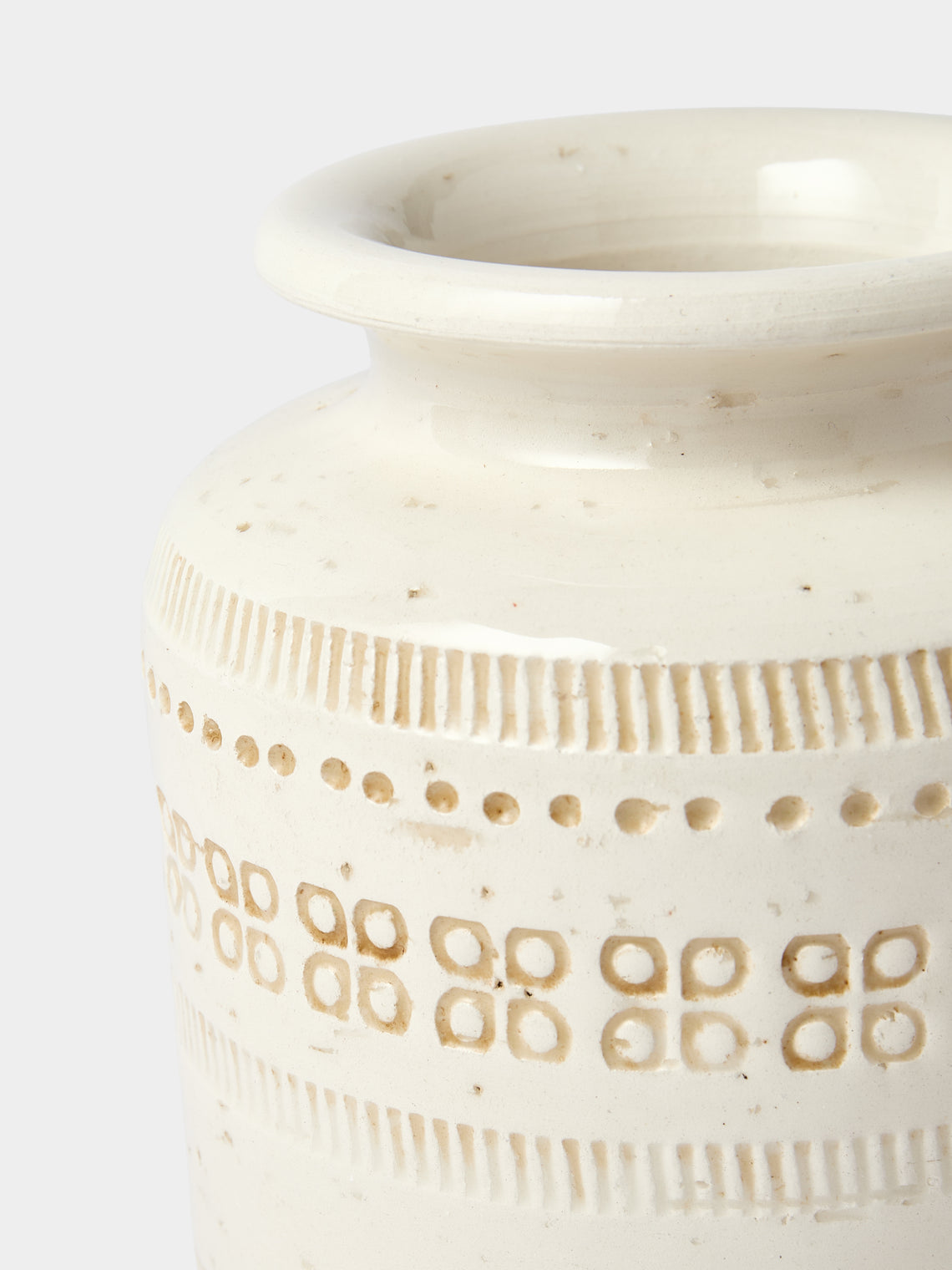 Antique and Vintage - 1970s Bitossi Ceramiche Pier 1 Ceramic Vase (6in/15.5cm) - White - ABASK