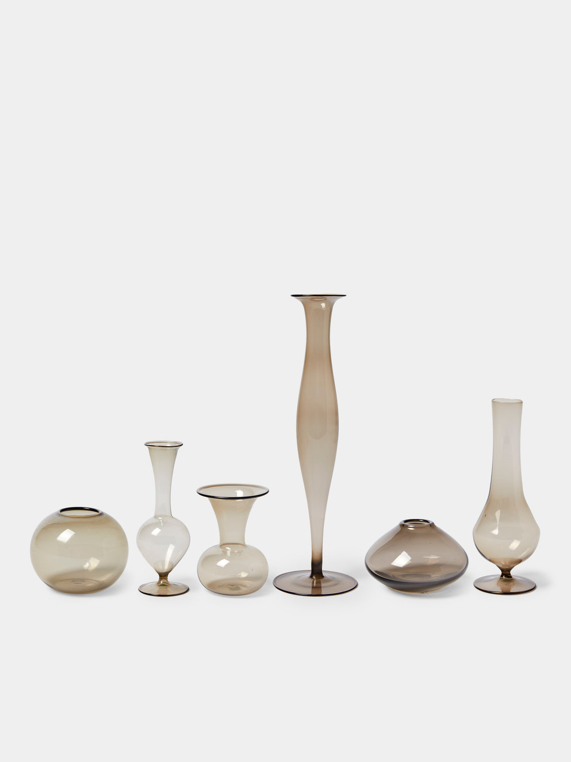 Antique and Vintage - Mid-Century Glass Bud Vases (Set of 6) - Gray - ABASK - 