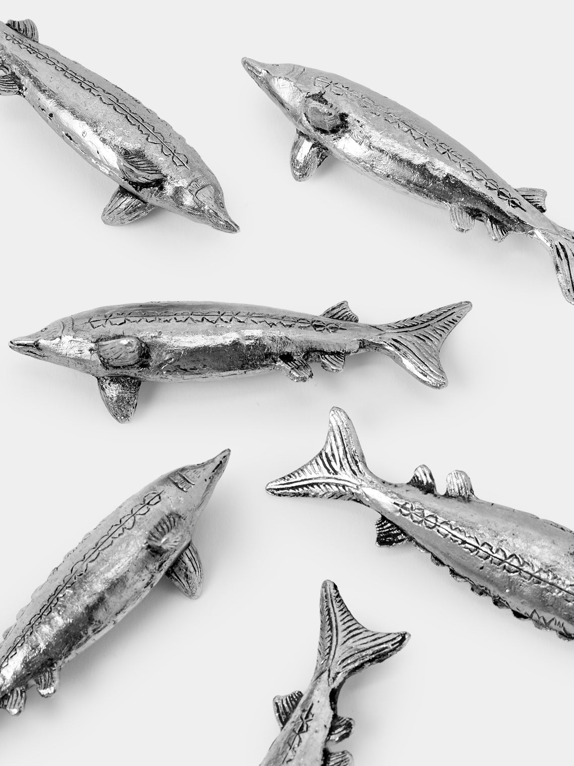 Antique and Vintage - Mid-Century Fish Silver-Plated Knife Rests (Set of 6) - Silver - ABASK
