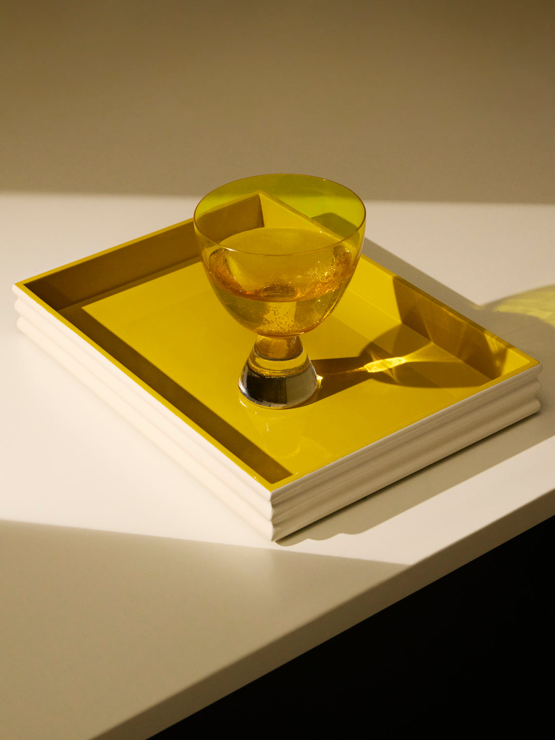 The Lacquer Company - Wiggle Lacquered Small Tray - Yellow - ABASK