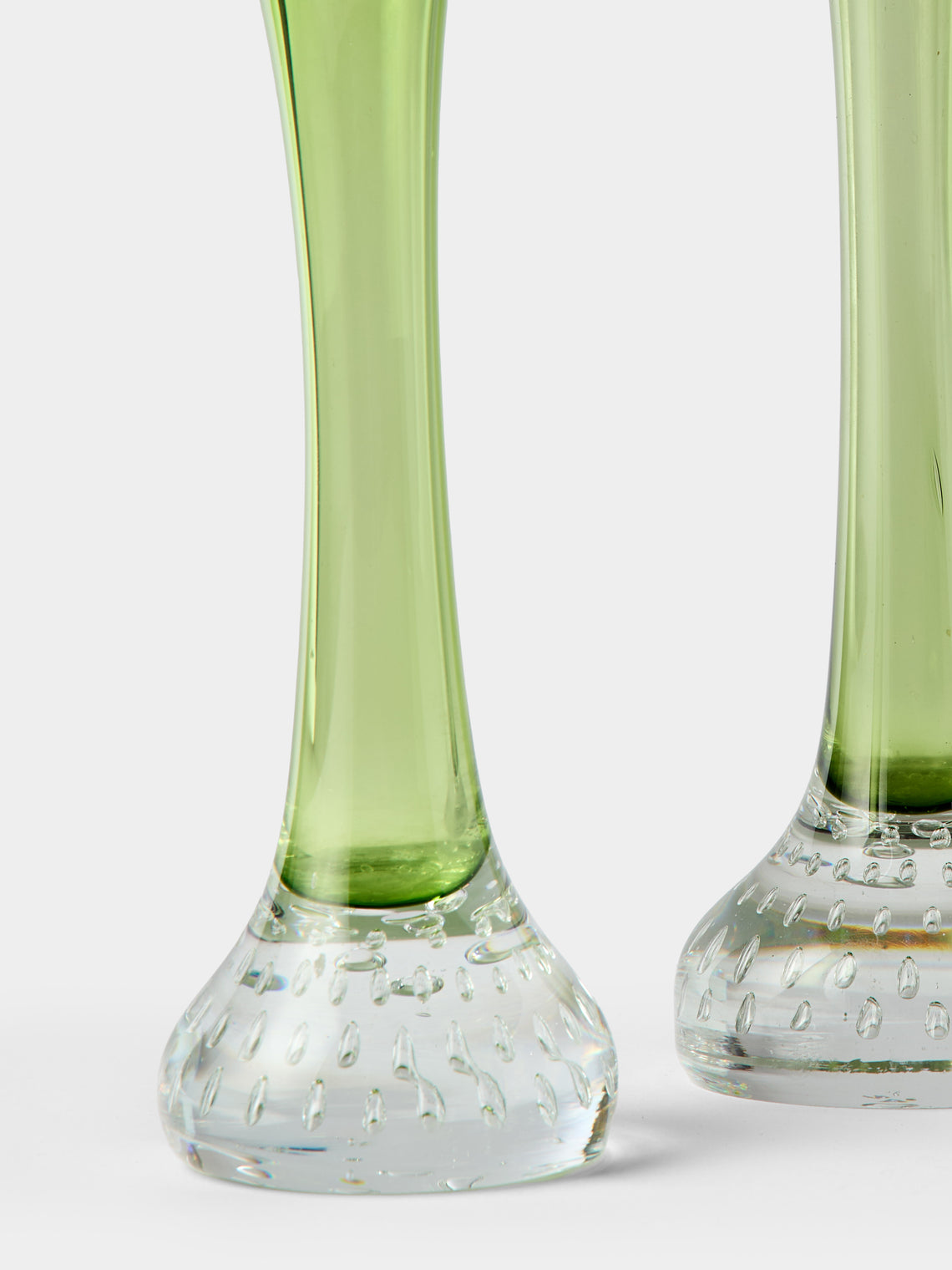 Antique and Vintage - Mid-Century Crystal Bud Vases (Set of 3) - Green - ABASK
