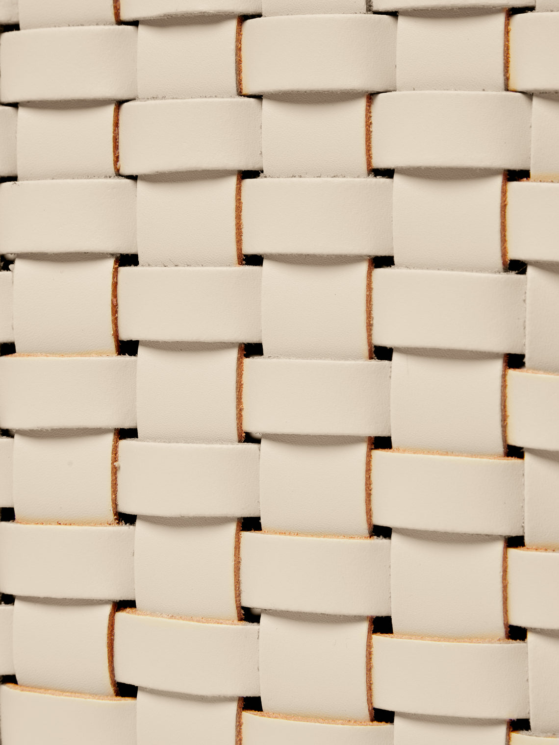 Riviere - Woven Leather Wastepaper Basket - Cream - ABASK