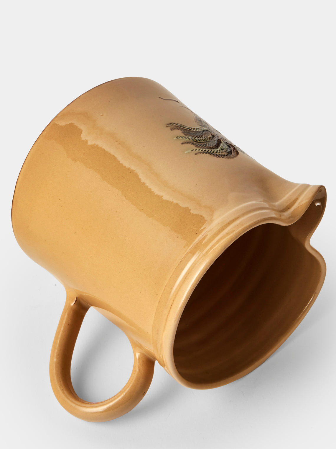 Poterie d’Évires - Chickens Hand-Painted Ceramic Straight-Edge Medium Jug - Cream - ABASK