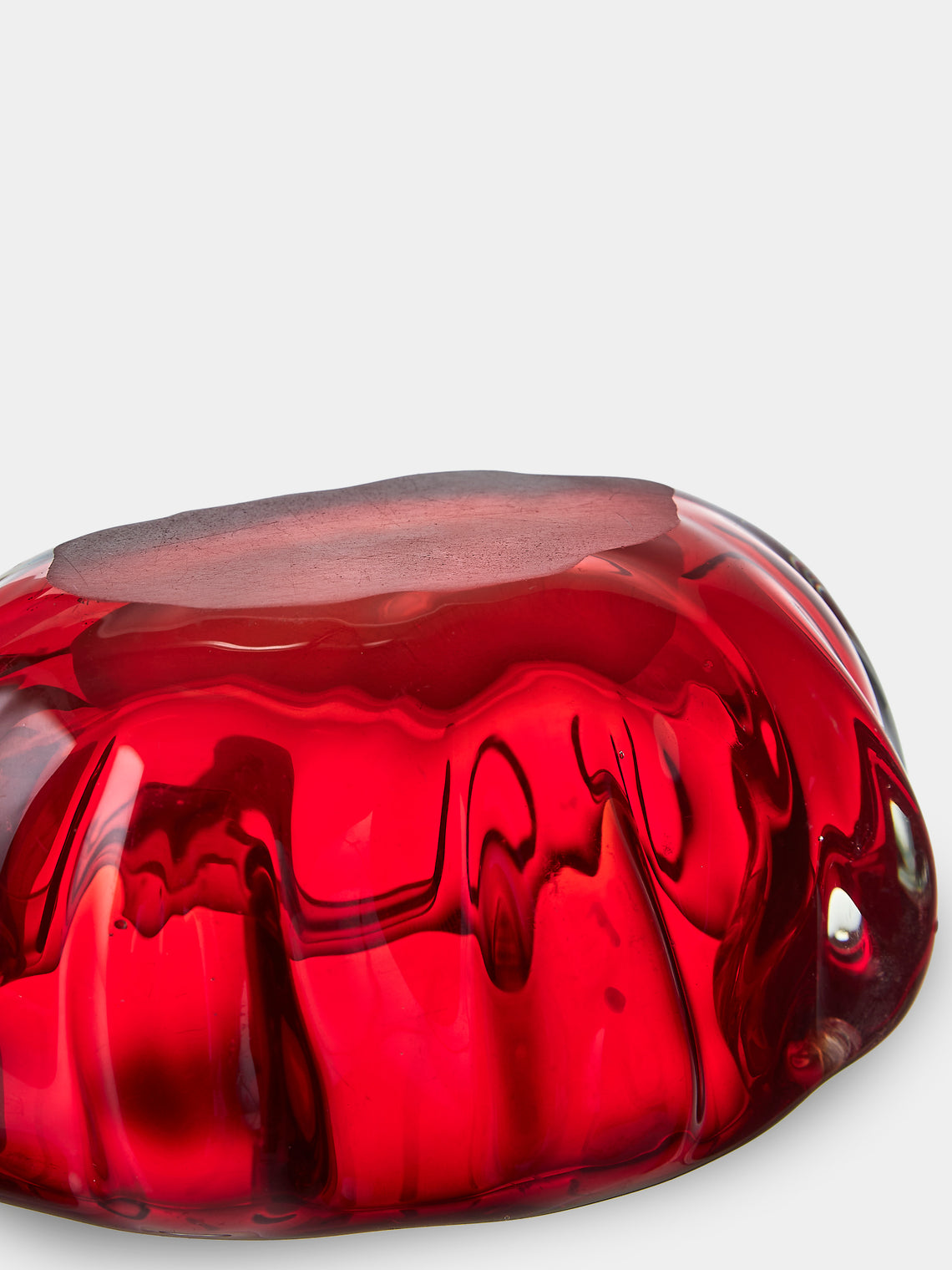 Antique and Vintage - Mid-Century Glass Ashtray - Red - ABASK
