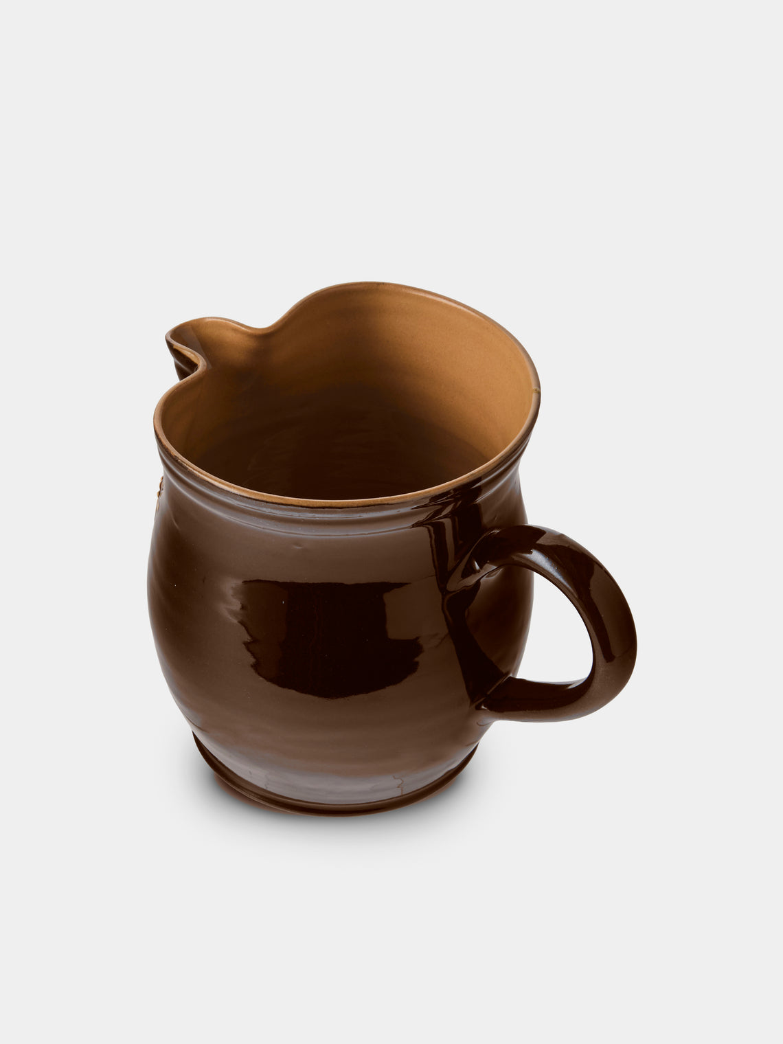 Poterie d’Évires - Flowers Hand-Painted Ceramic Medium Jug - Dark Brown - ABASK
