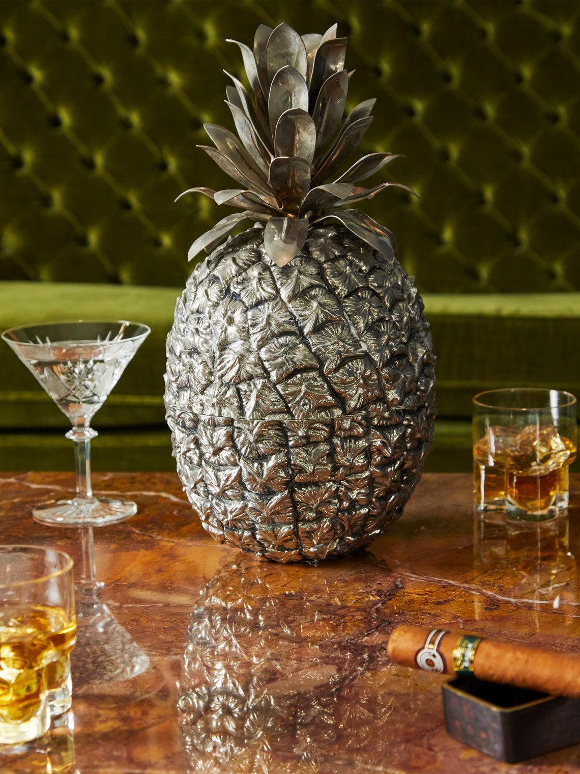 Antique and Vintage - 1960 Mauro Manetti Silver-Plated Pineapple Cooler -  - ABASK
